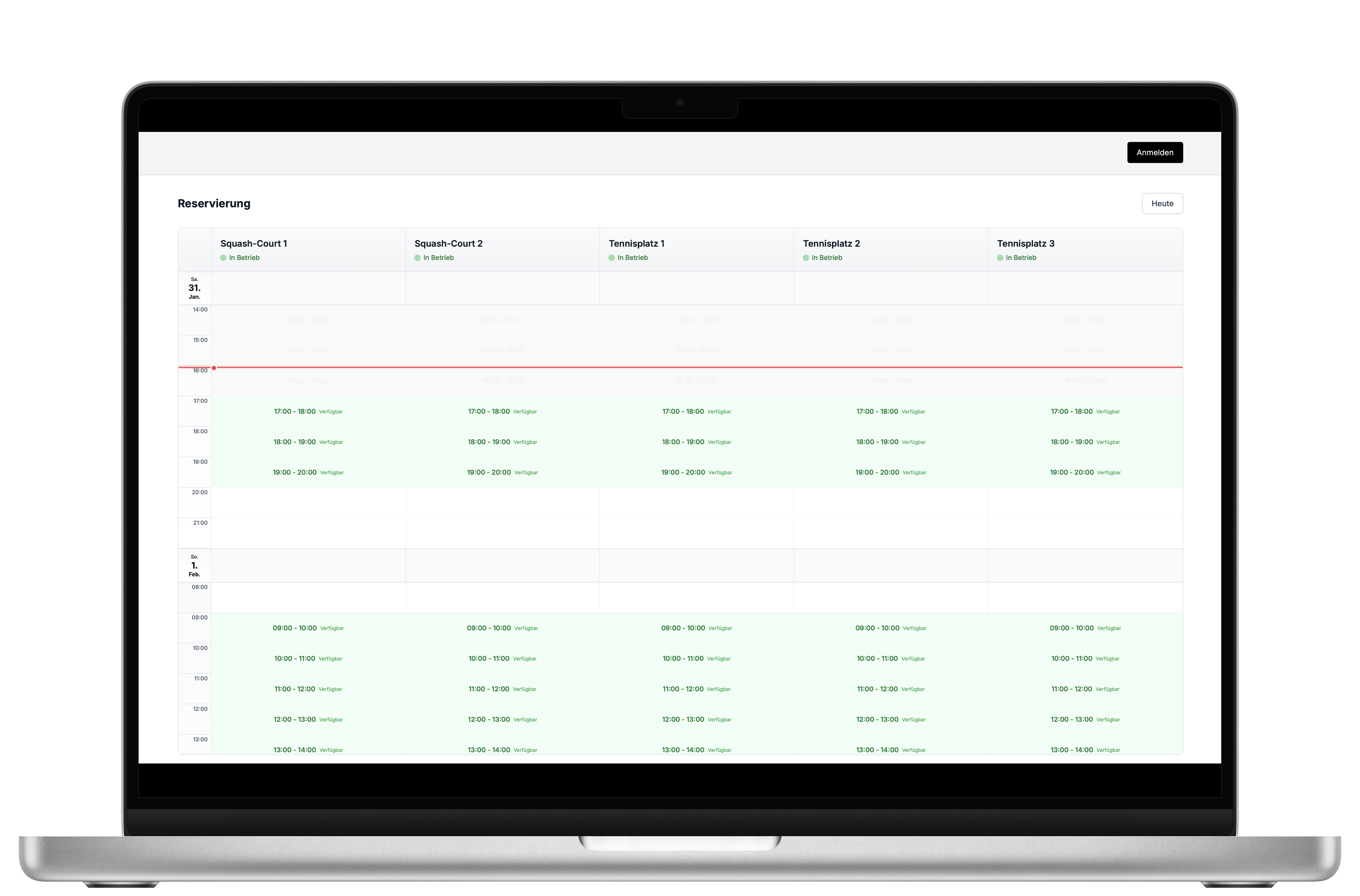 Reservierungssystem Dashboard