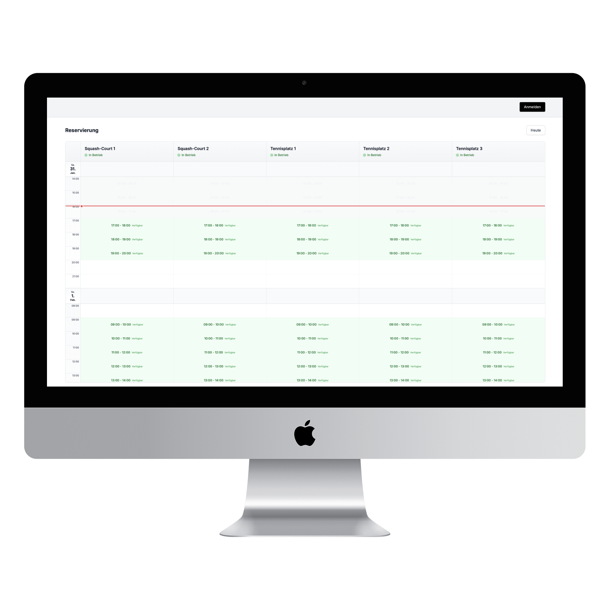 Squashplatz Reservierung Übersicht für Squashvereine - Professionelle Verwaltung und Buchungsmanagement